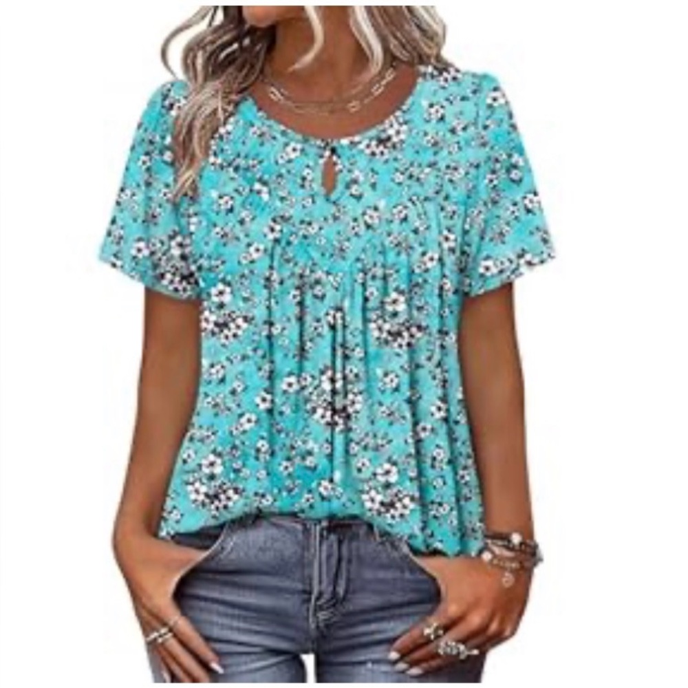 Floral Blue Women's Top